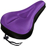 Zacro Gel Bike Seat - Extra Soft Gel Bicycle Seat - Purple Bike Saddle Cushion with Black Water&Dust Resistant Cover